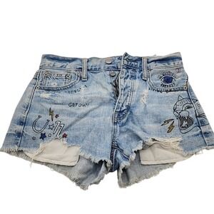 American Eagle Denim Cuttoff Distressed Shorts Size 00 Buttonfly